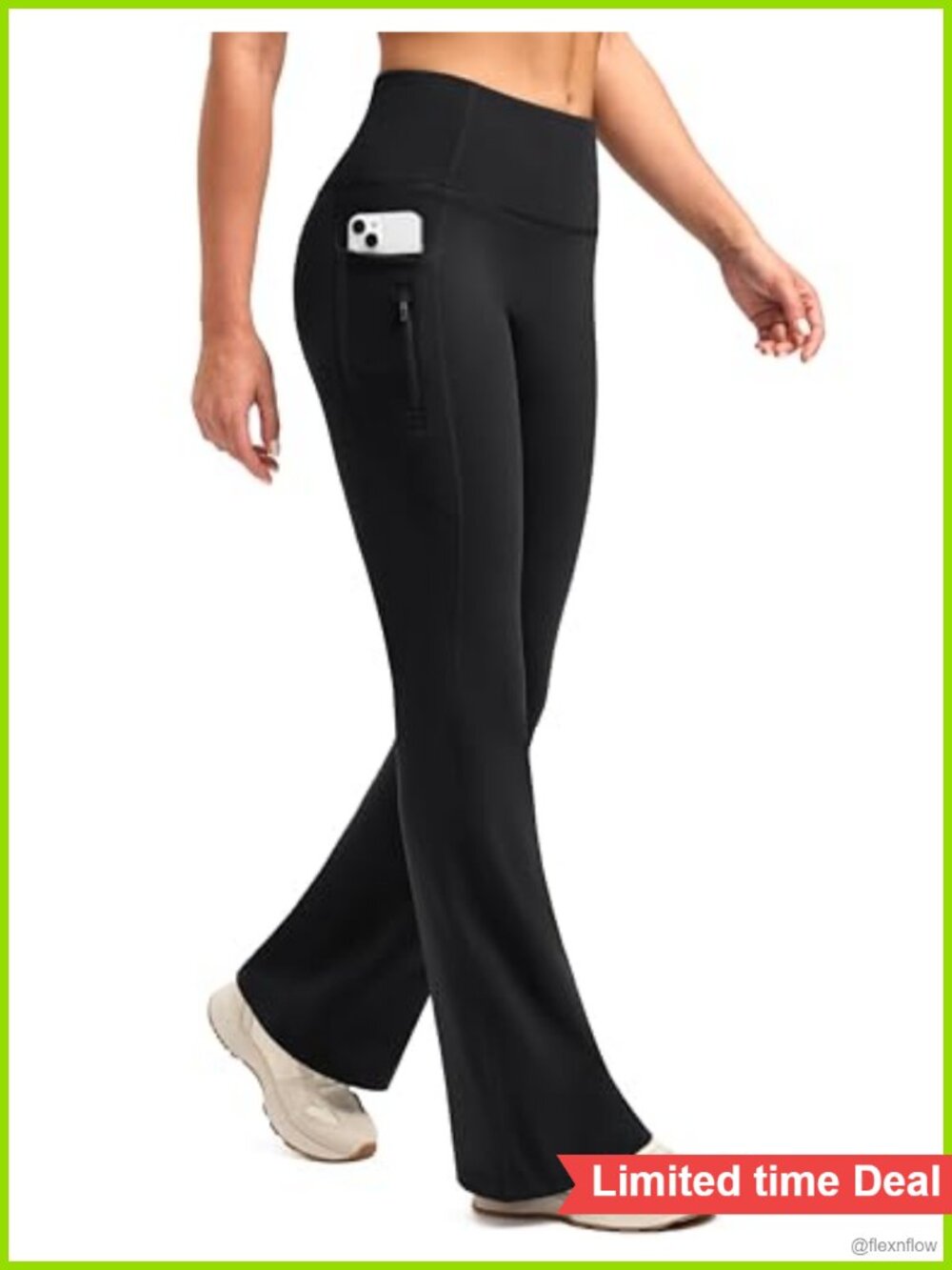 Fleece Lined Flare Leggings Water Resistant Women's High Waisted Bootcut Pockets
